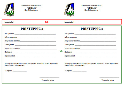 PD Sljeme-Pristupnica